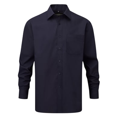 Russell Collection Womens/Ladies Poplin Long-Sleeved Shirt (French Navy)