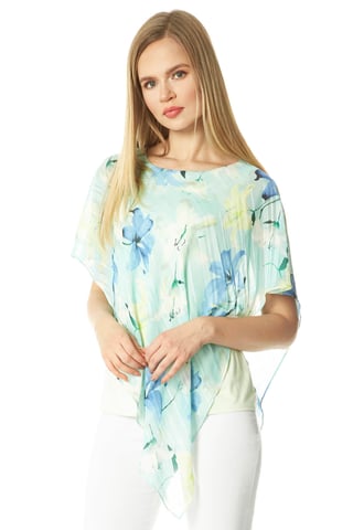Floral Print Asymmetric Overlay Top