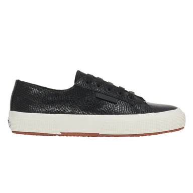 Superga Womens/Ladies 2750 Snake Print Grain Leather Trainers (Black/Avorio)