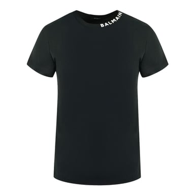 Balmain camiseta negra con logo llamativo en el cuello
