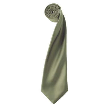 Premier Mens Plain Satin Tie (Narrow Blade) (Olive)