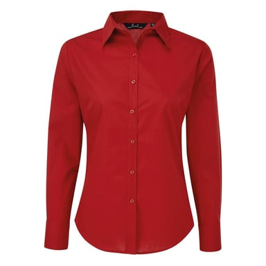 Premier Womens/Ladies Long-Sleeved Shirt (Red)