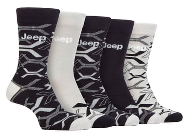 Calcetines de vestir de bambú para hombre | Jeep | Paquete de 5 calcetines de ocio transpirable para uso diario - Azul marino / Gris