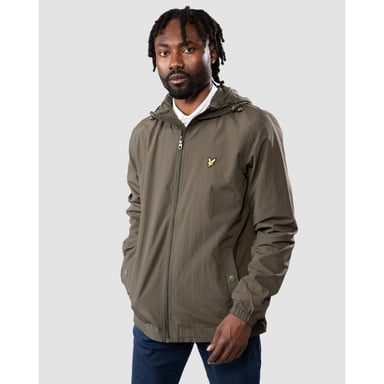 Chaqueta ligera corta con capucha en color verde oliva con la marca Lyle & Scott