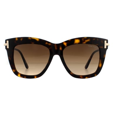Gafas de sol cuadradas para mujer Tom Ford en marrón habana oscuro con degradado
