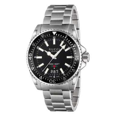 Gucci - Dive Stainless Steel Bracelet Black Dial Men's Watch