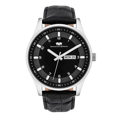 Rhodenwald & Söhne Men's Quartz Silver Genuine Leather Black Watch