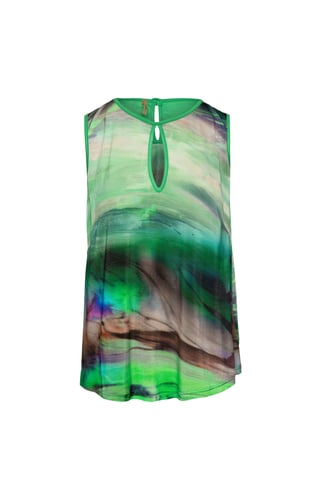 Green Keyhole Detail Print Top