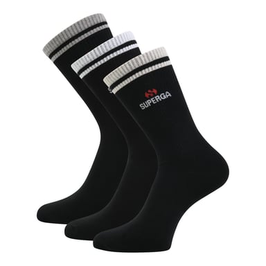 Superga Unisex Adult Ribbed Knitted Socks (Pack of 3) (Black)