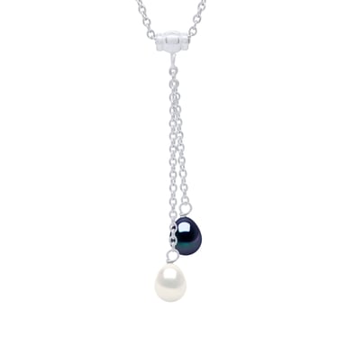 Necklace Duo 2 Real Cultured Freshwater Pearls Pear 7-8 mm