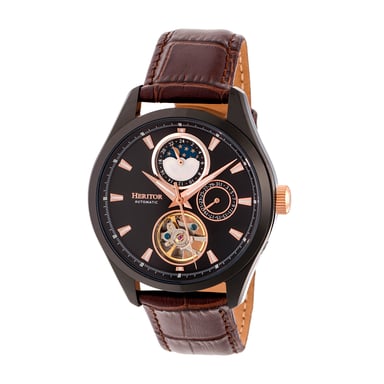 Reloj automático Heritor Sebastian semiesqueleto con correa de cuero