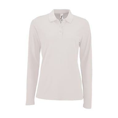 SOLS Womens/Ladies Perfect Long Sleeve Pique Polo Shirt (White)