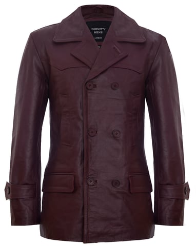 Chaqueta de cuero estilo marinero alemán de piel de vaca de Dr. Who