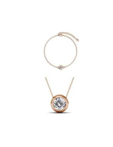 Conjunto Luna de Nacimiento - Oro rosa y Cristal
