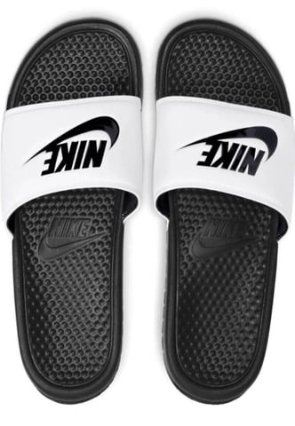 Nike Benassi Slip On Sliders in White/Black