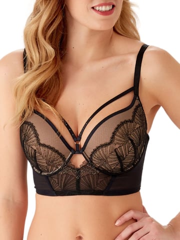 VIP Captivate Longline Padded Plunge Bra - Black/Beige