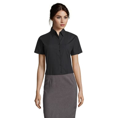 SOLS Womens/Ladies Escape Poplin Short-Sleeved Business Shirt (Black)