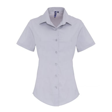 Premier Womens/Ladies Stretch Short-Sleeved Formal Shirt (Silver)