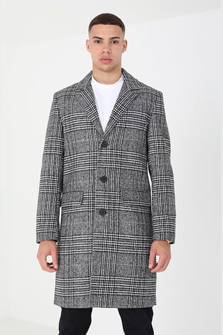 Grey 'Augustine' Checked Single Breasted Formal Coat