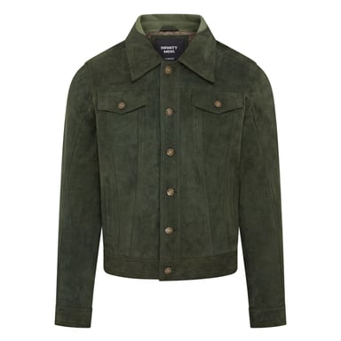 Chaqueta vaquera de cuero estilo camionero de cabra estilo western para hombre - Yangon