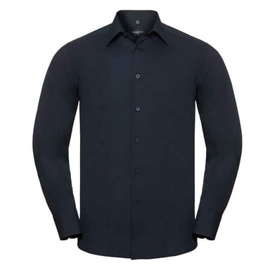 Russell Collection Mens Poplin Tailored Long-Sleeved Shirt (French Navy)