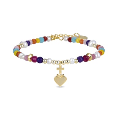 Pulsera Luxenter de Plata de Ley 925 con Cristal Multicolor acabada en oro amarillo de 18K - Nymox