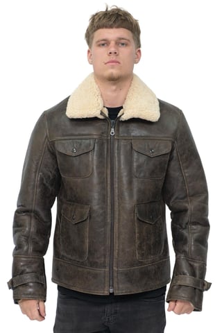 Chaqueta safari clásica de piel de oveja para hombre - Arezzo