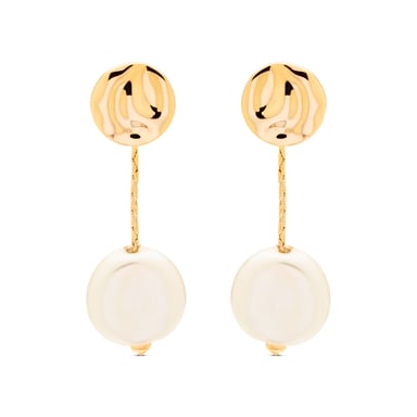 Pendientes Luxenter, vidthas perla blanca acabado en oro amarillo de 18 quilates