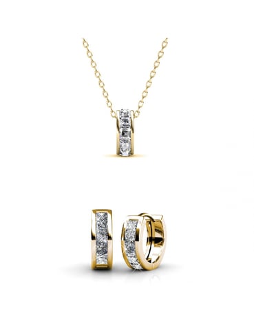 Conjuntos de aros cuadrados - Oro y cristal