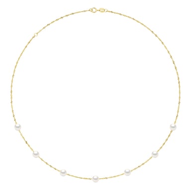 Necklace Pearls - 7 Real Cultured Freshwater Pearls Round 6-7 mm