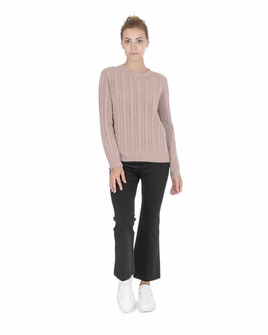 Crown Of Edinburgh Cashmere Pull Col Rond Femme Coe 0033 Rose