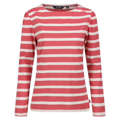 Regatta Womens/Ladies Federica Stripe Long-Sleeved T-Shirt (Mineral Red/Light Vanilla)