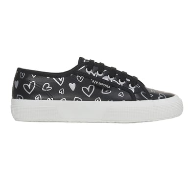 Superga Womens/Ladies Hearts Vegan Leather Trainers (Black/Silver)