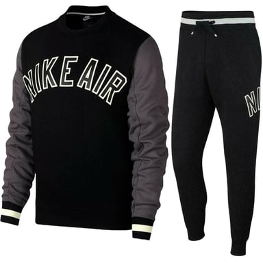 Conjunto de chándal con cuello redondo completo Nike Air Fleece negro