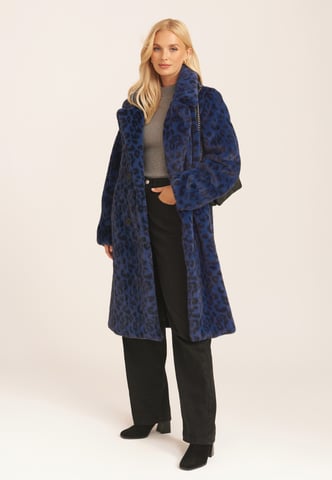 Abrigo de piel largo con doble botonadura de leopardo