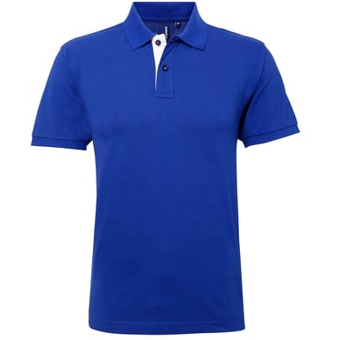 Asquith & Fox Mens Classic Fit Contrast Polo Shirt (Royal/ White)