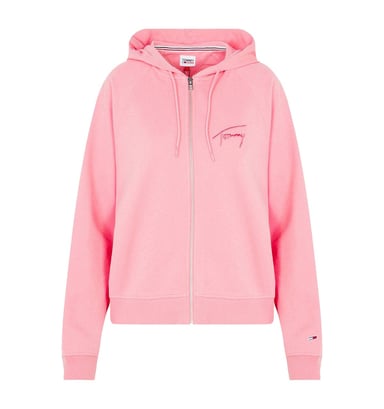 Women's Tommy Hilfiger Signature Boxy Zip Hoody in Pink