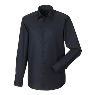 Russell Collection Mens Long Sleeve Easy Care Tailored Oxford Shirt (Black)