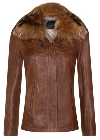 Chaqueta Parker de cuero ajustada para mujer-Millom