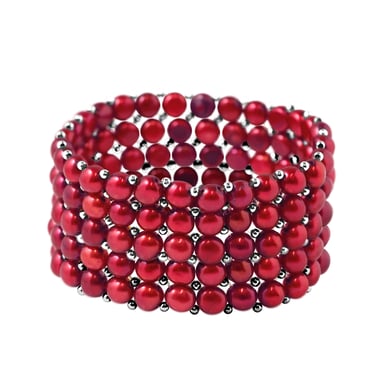 Bracelet 5 Rows of Real Freshwater Pearls - 4 mm
