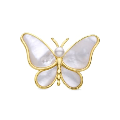 Broche Luxenter con Madreperla Blanca acabados en oro amarillo de 18K - Mariposa