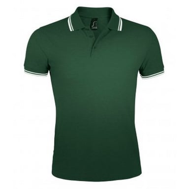 SOLS Mens Pasadena Tipped Short Sleeve Pique Polo Shirt (Forest/White)