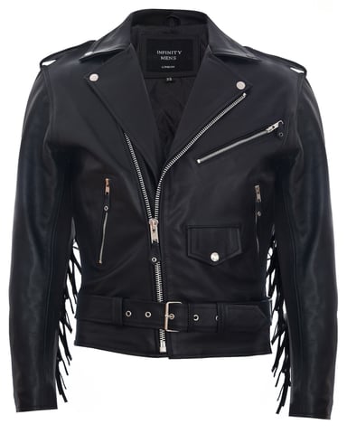 Chaqueta de motociclista con borlas de cuero con flecos Brando