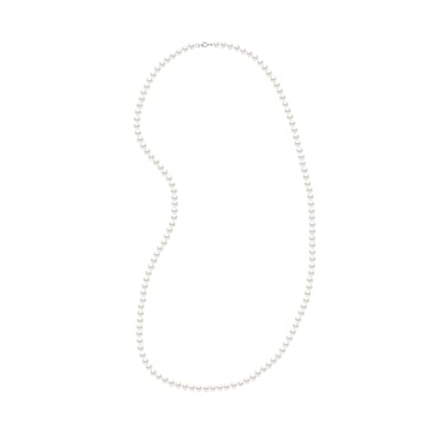 Necklace- Long Necklace Real Cultured Freshwater Pearls Semi Round 6-7 mm
