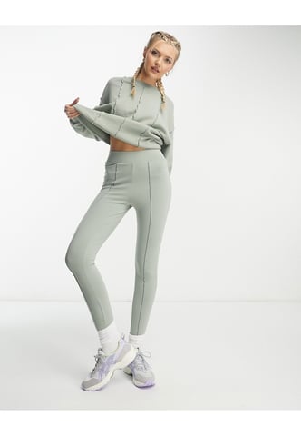 Miss Selfridge seam detail legging co-ord in sage green
