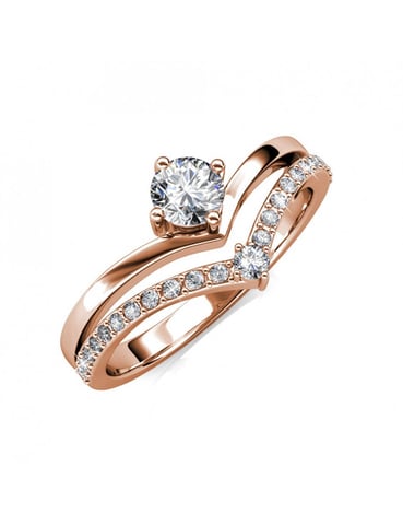 Anillo Zinnia - Oro rosa y Cristal