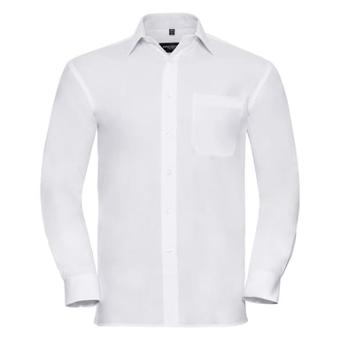 Russell Mens Long Sleeve Pure Cotton Work Shirt (White)