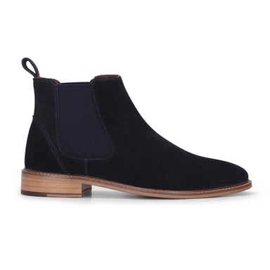 Botines Chelsea sin cordones de piel de ante azul marino para hombre de London Brogues