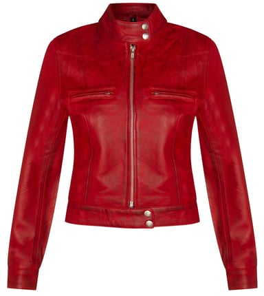 Chaqueta de motociclista de cuero liso para mujer - Braga