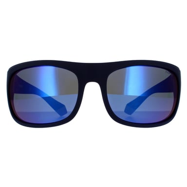 Gafas de sol polarizadas Polaroid Wrap para hombre en azul y gris con espejo azul